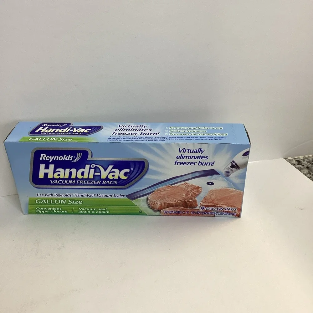 Reynolds Handi-Vac Vacuum Freezer Bags Gallon Size — 9 Bags  NEW & UNOPENED HTF